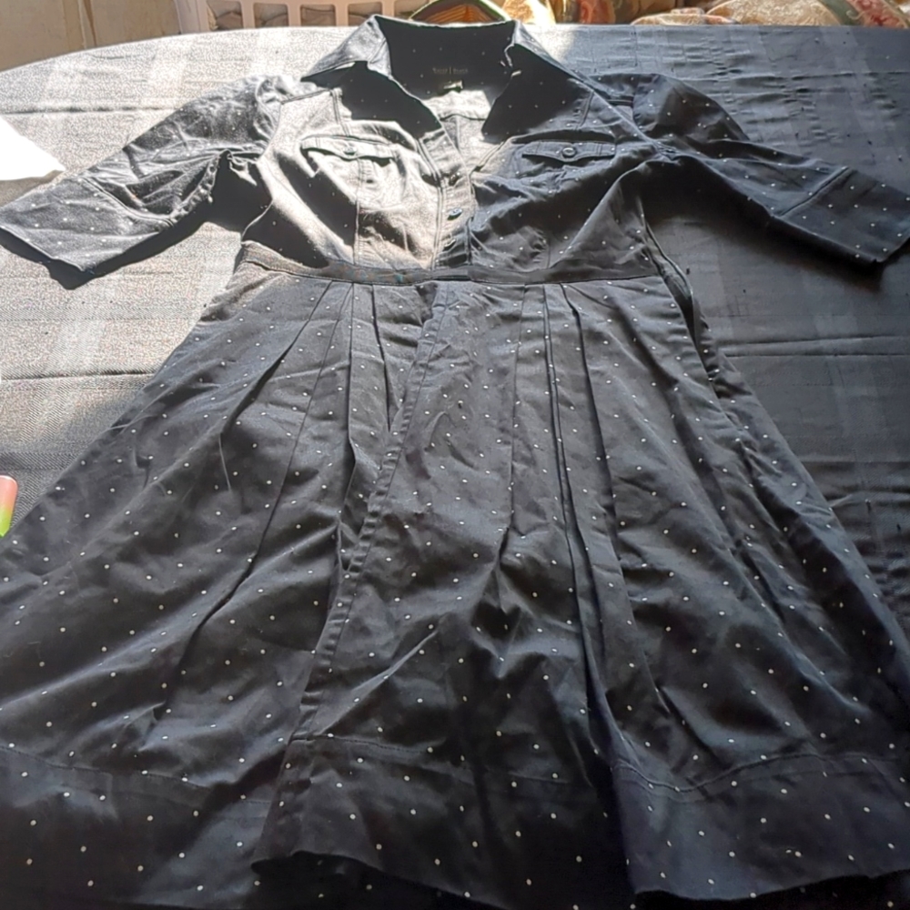 White house black market size 4 women's black w/ white dots dress.